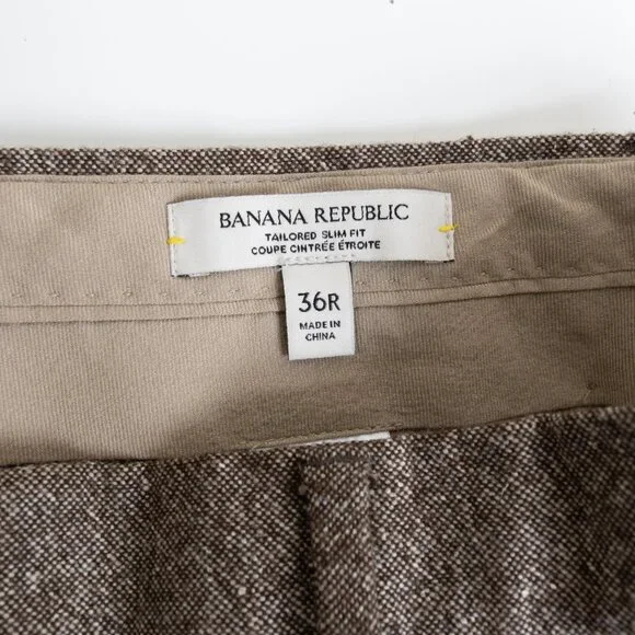 Banana Republic Italian Tweed Brown Suit 2pcs Jacket 42R Pants 36R - Picture 15 of 16